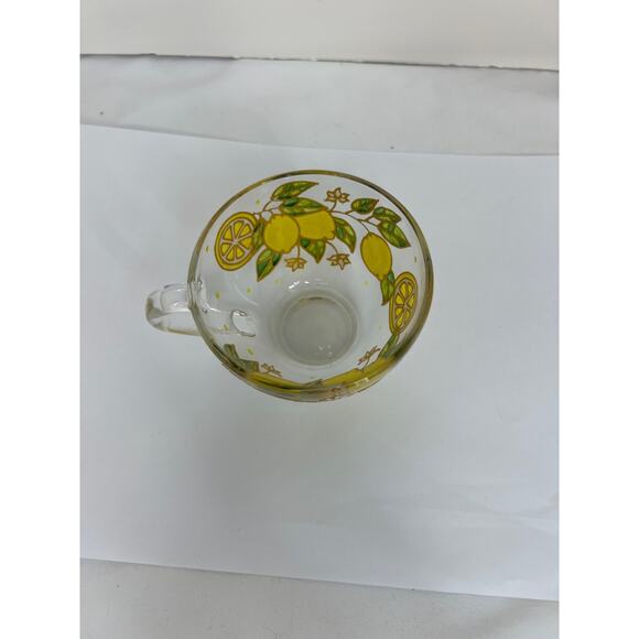 Lemons Cup And Saucer Set Yellow Glass Floral Vintage Retro Rare Find - Picture 9 of 16